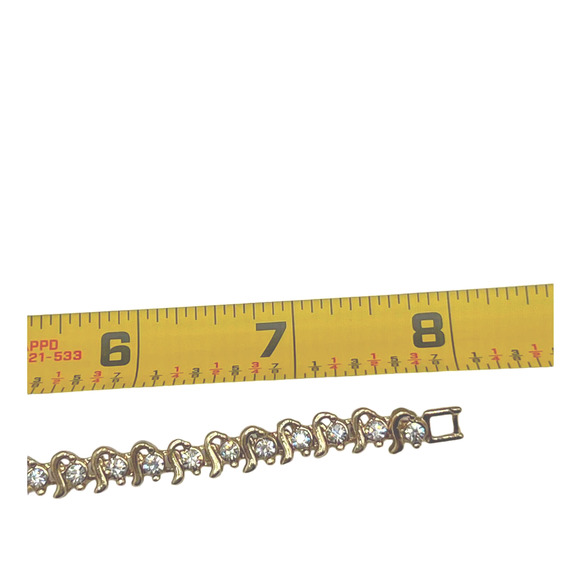 Classic Faux-Diamond-Look Gold-Tone Metal Bracelet - Picture 5 of 8